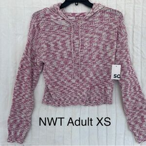 SO Women's Maroon and White Cowl Neck Sweater